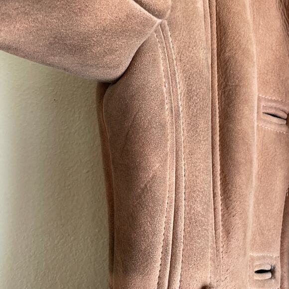Lord & Taylor Vintage Tan Leather Shearling Coat - suede small - Picture 10 of 10